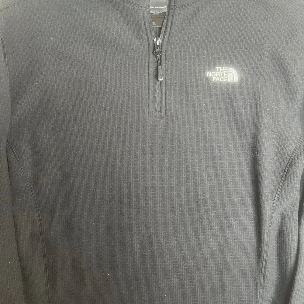 The north face men's black waffle knit quarter zip‎ pullover warm soft Xl